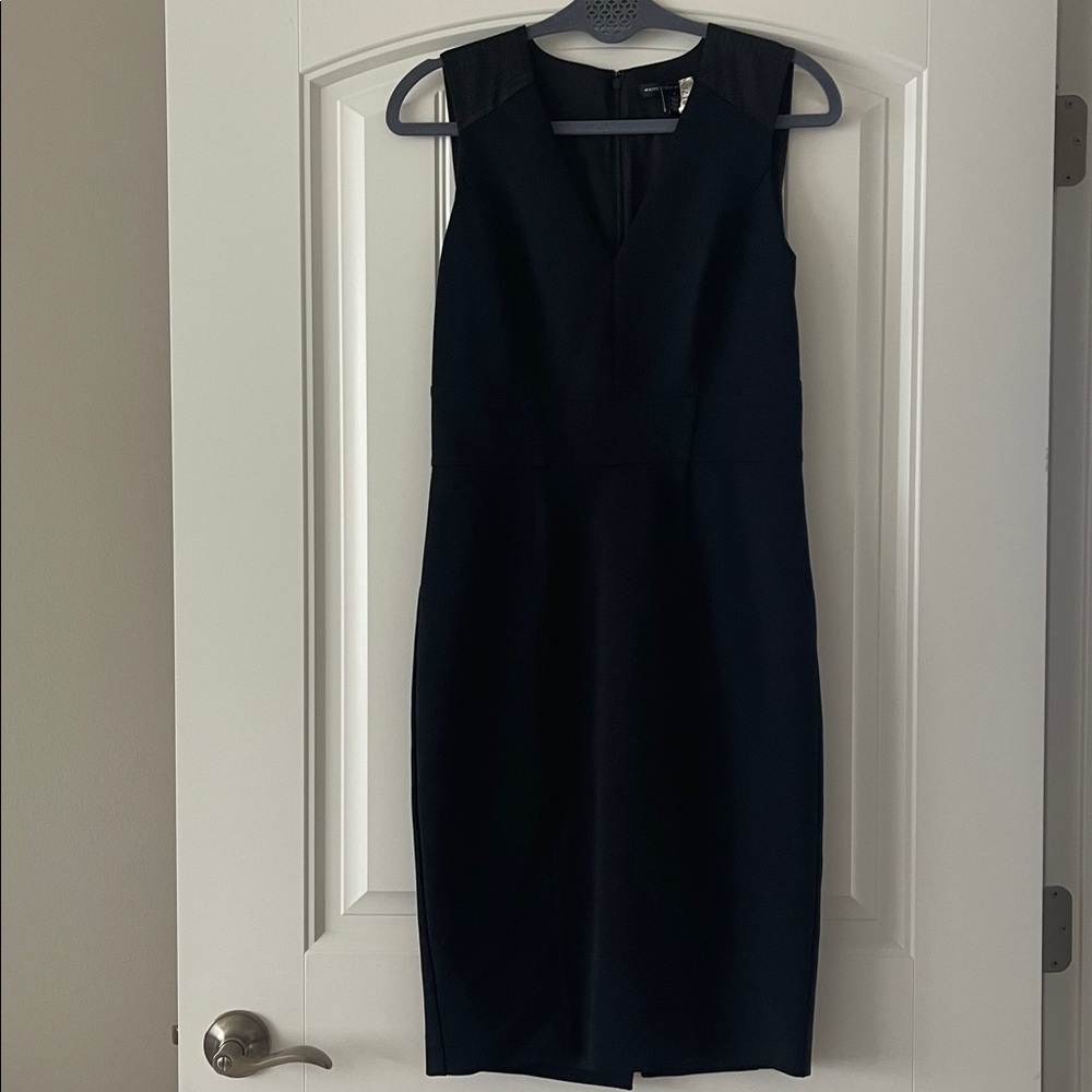 White House Black Market Black V-Neck Dress 4‎ - Picture 5 of 10